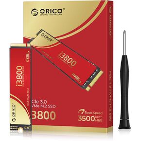 ORICO i3800 512GB M.2 NVMe SSD, PCIe Gen3x4 M2 2280 SSD, Up to 2800MB/s Read & 1600MB/s Write, 3D NAND Flash Internal Solid State Drive with SLC Cache, Compatible with Laptops PC Desktops