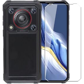 Case for Oukitel WP36 Pro + Glass Screen Protector Tempered Film - Transparent Silicone Soft Flexible Bumper Shockproof TPU Protective Cover Shell for Oukitel WP36 Pro (Black)