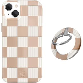 VELVET CAVIAR MagSafe Grip + iPhone 15 Plus Case (Bundle - Nude Vibe Checkered)