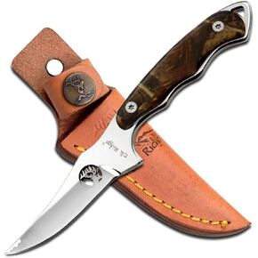 Elk Ridge ER-059 Series Fixed Blade Hunting Knife, Straight Edge Blade, Wood Handle, 7-Inch Length