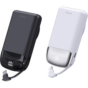 iWALK 10,000mAh Magnetic Portable Charger（2pack, Wireless Mini Power Bank,40W Max Fast Charging with Built-in USB-C Cable Compatible with iPhone 16/15 Series, AirPods, Samsung S25 Series
