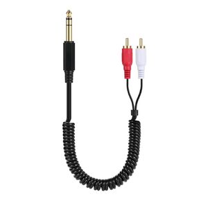 0.8M/2.6FT 6.35mm 1/4" inch TRS to RCA Y Splitter Cable, 6.35mm Stereo Plug to 2 RCA Male Audio Adapter with Expansion Cable (6.35mm Male to 2RCA Male)