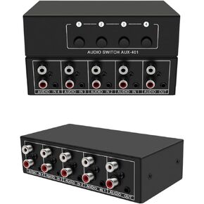 3.5mm 2RCA Stereo Audio Switcher 4 in 1 Out 2 in 1 Out DVD Player MP3 Tablet PC Game Console TV Box External 4 Port AV TV Monitor Projector Stereo Audio Headphone Amplifier Selector Switch Box