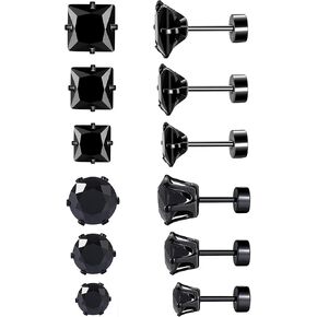 Screw Back Titanium Surgical Stainless Steel Square Princess Cut CZ Earrings Flat Back Packs Platinum Plated Hypoallergenic for Women Men Sensitive Ears Cubic Zirconia Simulated Diamond 20G Stud in Kuwait