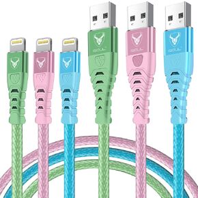 سلك شاحن iPhone 10cm ، 3pack [معتمد من MFI] كبل البرق [شحن سريع وسرعة عالية] كابل شحن USB مضفر متوافق مع iPhone 14/13/12/11 Pro/XS Max/XR/XS/X/8/7/Plus/6S/6/SE/SE/IPAD