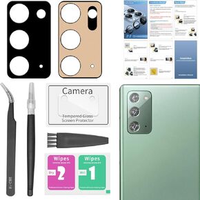 2 Pack for Samsung Galaxy Note 20 Back Rear Camera Lens Glass Replacement with [Camera Lens Protector]+ Pre-Installed Adhesive Include Repair Tool Set+Installation Manual
