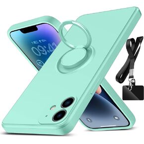 لحالة iPhone 11 ، مع حامل حلقة قابلة للتدوير 360 درجة Kickstand & Strap Lanyard Premium Liquid Silicone Slim Slim Anticratch Strackproof Prescrate for iPhone 11 ، Blue 2.16 in Kuwait