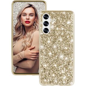 Silicone Case for Samsung Galaxy A55 5G Case Glitter Sparkle Bling, Hybrid Matte Back Case High Impact Heavy Duty Shockproof Protective Cover for Samsung A55 Cute Case for Women 6.6" (Rose Gold)