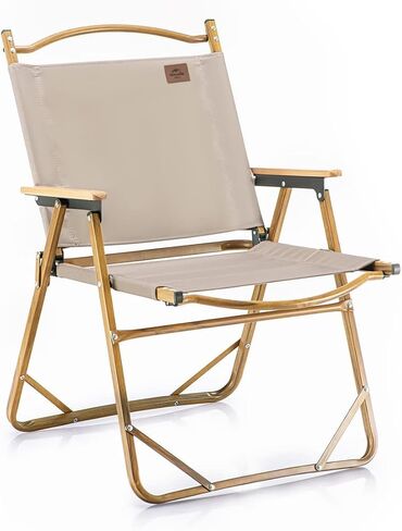 Naturehike Folding Camping Chair, Kermit Beach Chair Camping, Aluminum Outdoor Beach Chair with Solid Wood Armrest, Portable Collapsible Fishing Chair for Hiking Lawn Picnic, Black, Supports 330 Lbs in Saudi Arabia