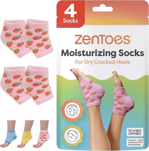 ZenToes Moisturizing Heel Socks 2 Pairs Gel Lined Toeless Spa Socks to Heal and Treat Dry, Cracked Heels While You Sleep (Regular, Gray) in Kuwait