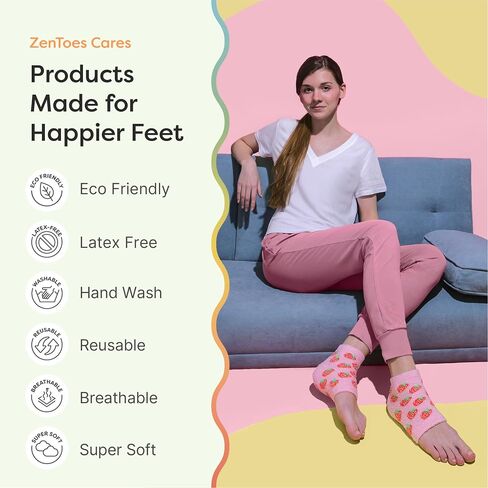ZenToes Moisturizing Heel Socks 2 Pairs Gel Lined Toeless Spa Socks to Heal and Treat Dry, Cracked Heels While You Sleep (Regular, Gray) in Kuwait