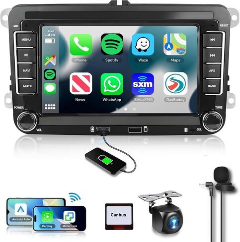 4+64G for VW Volkswagen Jetta Golf Passat Tiguan Seat Touran Skoda Wireless CarPlay Car Stereo,7" Android Auto IPS,Android Car Radio,32EQ DSP,Bluetooth5.0,GPS,FM,WiFi+Backup Camera for Jetta Radio in Saudi Arabia