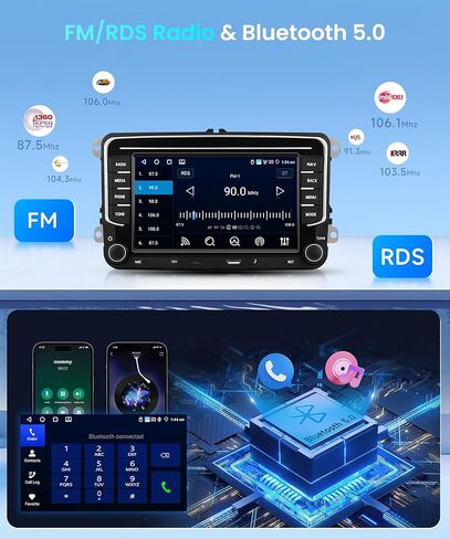 4+64G for VW Volkswagen Jetta Golf Passat Tiguan Seat Touran Skoda Wireless CarPlay Car Stereo,7" Android Auto IPS,Android Car Radio,32EQ DSP,Bluetooth5.0,GPS,FM,WiFi+Backup Camera for Jetta Radio in Saudi Arabia