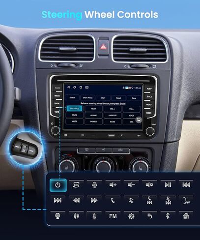4+64G for VW Volkswagen Jetta Golf Passat Tiguan Seat Touran Skoda Wireless CarPlay Car Stereo,7" Android Auto IPS,Android Car Radio,32EQ DSP,Bluetooth5.0,GPS,FM,WiFi+Backup Camera for Jetta Radio in Saudi Arabia