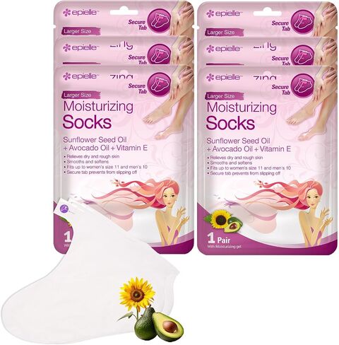 Epielle Moisturizing Foot Masks (Socks 6pk) for foot heel to toe and callus | Foot Cream & Lotion - Sunflower Seed Oil + Avocado Oil + Vitamin E,Mothers Day GIfts in Kuwait