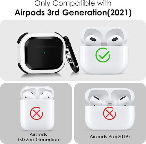 Airpods 3rd Generation Case for Men, CAGOS Scratch-Proof Airpod Gen 3 Cases Protective Hard TPU Cover with Metal Carabiner Compatible for Apple iPod 3rd Generation Charging Case 2021 in Saudi Arabia