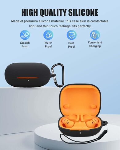 [4 في 1] علبة Beats Powerbeats Pro 2 ، غطاء واقي من السيليكون لـ Beats Powerbeats Pro 2 ، غطاء مقاوم للصدمات بالكامل مع حماية من الخدش ، مع مجموعة المفاتيح والطيران ومجموعة الأنظف ， Black in Kuwait