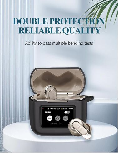 Case for JBL Tour Pro 3 - True Wireless Noise Cancelling Earbuds, Soft Silicone Protective Portable Scratch Shock Resistant with 2pack Screen Protector &Cleaner Kit & Carabiner & Lanyard，Black in Saudi Arabia