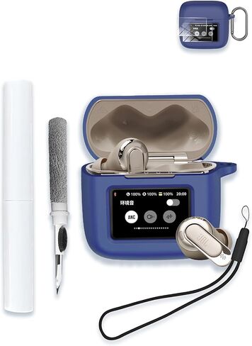 Case for JBL Tour Pro 3 - True Wireless Noise Cancelling Earbuds, Soft Silicone Protective Portable Scratch Shock Resistant with 2pack Screen Protector &Cleaner Kit & Carabiner & Lanyard，Black in Saudi Arabia