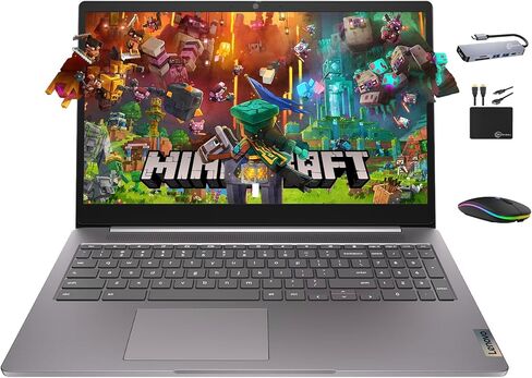 Lenovo Chromebook Flagship 15.6" FHD Laptop Computer for Business Student, Intel Celeron N4500, 4GB RAM, 320GB Storage (64GB eMMC+ 256GB Card), WiFi 6, Long Battery, Chrome OS +MarxsolAccessory in Saudi Arabia