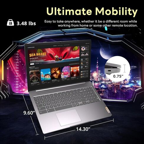 Lenovo Chromebook Flagship 15.6" FHD Laptop Computer for Business Student, Intel Celeron N4500, 4GB RAM, 320GB Storage (64GB eMMC+ 256GB Card), WiFi 6, Long Battery, Chrome OS +MarxsolAccessory in Saudi Arabia