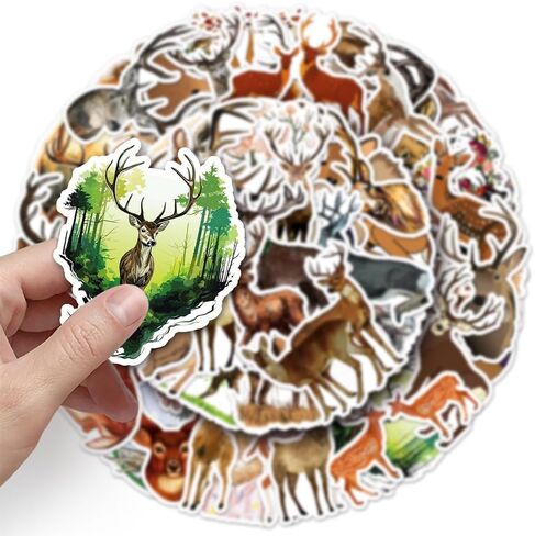50Pcs Deer Stickers Waterproof Vinyl Decals for Adult Teen Kids Cup Water Bottles Laptop Luggage Computer Mobile Phone Guitar Skateboard Decoration in Kuwait