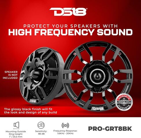 DS18 PRO-GRT8BK Pro 8 "SPEAKER GRILL COVER مع 1.75" لفائف الصوت Neodymium Bullet Spenter 500 واط لامع لامعة-واحدة-واحدة in Kuwait