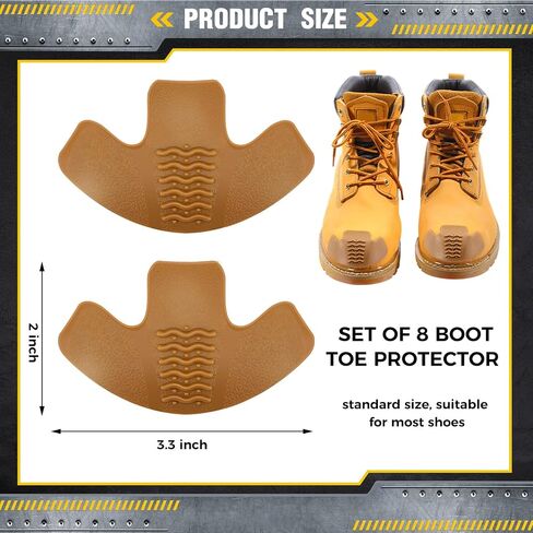 8 Pieces Toe Guards for Boots Toe Protectors Work Toe Guards Rubber Toe Covers Boot Toe Caps for Repairing Do Not Include Glue and Sandpaper in Saudi Arabia