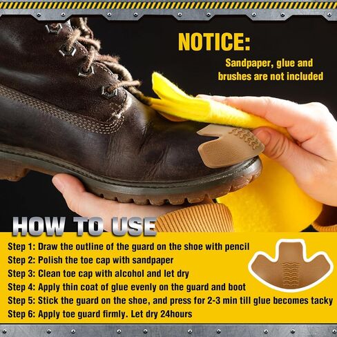 8 Pieces Toe Guards for Boots Toe Protectors Work Toe Guards Rubber Toe Covers Boot Toe Caps for Repairing Do Not Include Glue and Sandpaper in Saudi Arabia