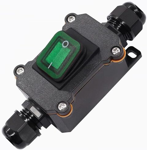 110V AC DPST On Off Outdoor Toggle Switch,IP65 Waterproof 2 Position Inline Cord Switch with Red Light Rocker Button, Two Sides Entry and Exit Line in Saudi Arabia