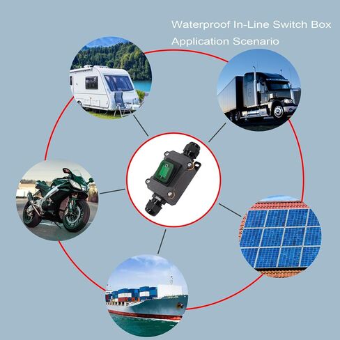 110V AC DPST On Off Outdoor Toggle Switch,IP65 Waterproof 2 Position Inline Cord Switch with Red Light Rocker Button, Two Sides Entry and Exit Line in Saudi Arabia