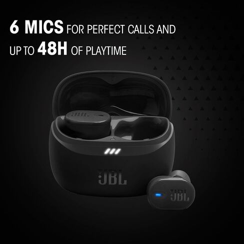JBL Tune Buds 2 - الضوضاء اللاسلكية الحقيقية لإلغاء سماعات الأذن الصوت المكاني والتكنولوجيا المحيطة الذكية ، 6 ميكروفونات للمكالمات المثالية ، حتى 48 ساعة من التشغيل ، IP54 Dust & Water Resistant (Black) in Kuwait
