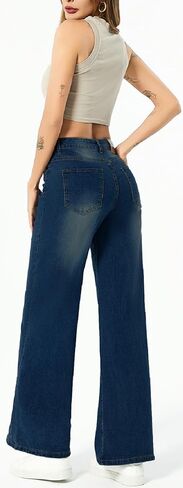 SperLucky Jeans for Women High Waisted Straight Leg Stretchy Jeans Loose Wide Leg Denim Pants in Kuwait