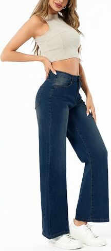 SperLucky Jeans for Women High Waisted Straight Leg Stretchy Jeans Loose Wide Leg Denim Pants in Kuwait