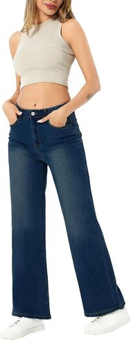 SperLucky Jeans for Women High Waisted Straight Leg Stretchy Jeans Loose Wide Leg Denim Pants in Kuwait