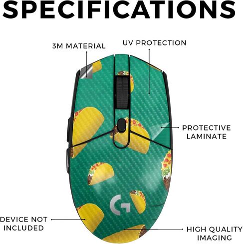 Mouse Skin Compatible with Logitech G305 Lightspeed - Tacos - Premium 3M Vinyl Protective Wrap Decal Cover - Easy to Apply | Crafted in The USA by MightySkins in Kuwait