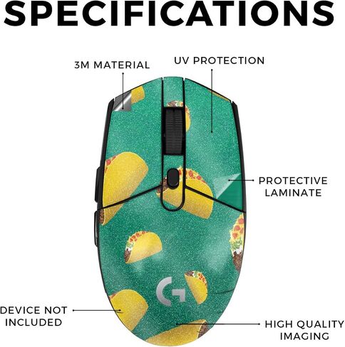 Mouse Skin Compatible with Logitech G305 Lightspeed - Tacos - Premium 3M Vinyl Protective Wrap Decal Cover - Easy to Apply | Crafted in The USA by MightySkins in Kuwait