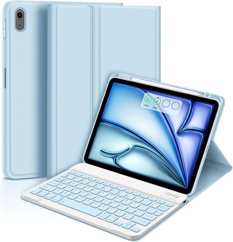 for iPad Air 6 11 inch 2025 M3/2024 M2 Keyboard Case,iPad Air 5th/4th 10.9 inch Gen 2022/2020-Detachable iPad Keyboard Case with Pencil Holder,Wireless Keyboard for iPad 10.9" & 11"-Purple in Kuwait
