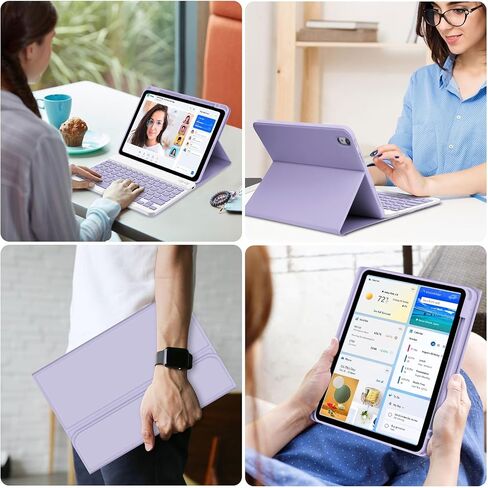 for iPad Air 6 11 inch 2025 M3/2024 M2 Keyboard Case,iPad Air 5th/4th 10.9 inch Gen 2022/2020-Detachable iPad Keyboard Case with Pencil Holder,Wireless Keyboard for iPad 10.9" & 11"-Purple in Kuwait