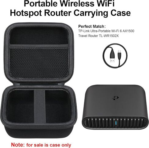 Elonbo Carry Casing for TP-Link Wi-Fi 6 AX1500 TL-WR1502X/ AX3000 TL-WR3002X توجيه السفر ، حامل تخزين توجيه النقطة الساخنة اللاسلكية ، كبل محول الطاقة ، الأسود in Kuwait