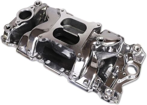 7501 2026 دورة في الدقيقة مشعب سحب الهواء من الألومنيوم بطائرة مزدوجة متوافقة مع Chevy SBC كتلة صغيرة 1955-86 262 265 267 283 302 305 307 327 350 400 V8 محرك 52026 (فضي) in Kuwait