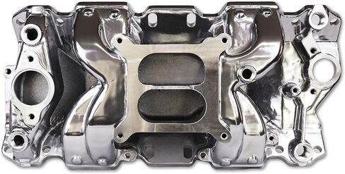 7501 2026 دورة في الدقيقة مشعب سحب الهواء من الألومنيوم بطائرة مزدوجة متوافقة مع Chevy SBC كتلة صغيرة 1955-86 262 265 267 283 302 305 307 327 350 400 V8 محرك 52026 (فضي) in Kuwait