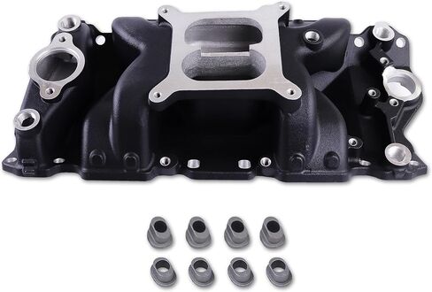 7501 2026 دورة في الدقيقة مشعب سحب الهواء من الألومنيوم بطائرة مزدوجة متوافقة مع Chevy SBC كتلة صغيرة 1955-86 262 265 267 283 302 305 307 327 350 400 V8 محرك 52026 (فضي) in Kuwait