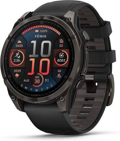 Garmin Fenix 8 AMOLED Sapphire (47mm, Carbon Gray DLC Titanium) Multisport GPS Smartwatch Bundle - 1.4" Touchscreen, Built-in LED Flashlight with PlayBetter Wireless Running Earbuds in Saudi Arabia