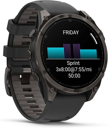 Garmin Fenix 8 AMOLED Sapphire (47mm, Carbon Gray DLC Titanium) Multisport GPS Smartwatch Bundle - 1.4" Touchscreen, Built-in LED Flashlight with PlayBetter Wireless Running Earbuds in Saudi Arabia