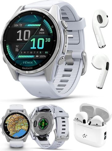 Garmin Fenix ​​8 Amoled Sapphire (47 مم ، رمادي Carbon DLC Titanium) حزمة الساعات الذكية Multisport Multisport - 1.4 بوصة ، مصباح يدوي LED مدمج مع PlayBetter Wireless Runness Ambuds in Saudi Arabia