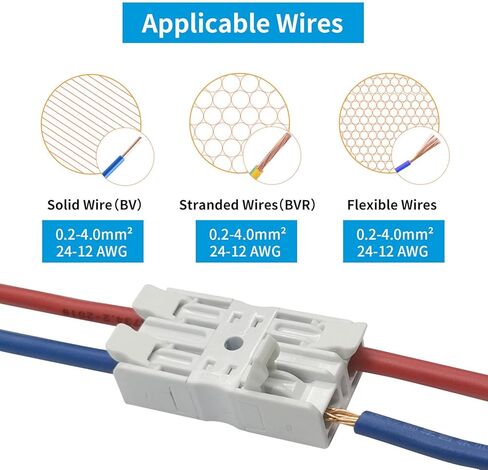 Inline Wire Connectors Nuts, Dicio Lever Wire Compact Connectors Electrical Inline Splicing Conductor Connector 4 Port 10 pcs Butt Insulated Splice Wire Terminals Connectors Kit for 24-12 AWG in Saudi Arabia