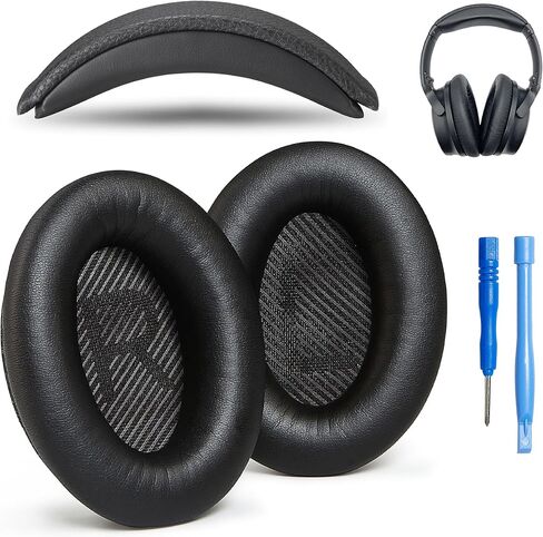 Replacement QC Ear Pad and Headband Pad Kit Cushion. Compatible with Bose QuietComfort (2023) QC45 QCSE QC35 II Wireless Noise Cancelling Headphones (Black) Easy DIY Fit in Saudi Arabia