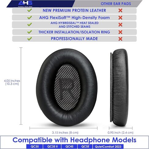Replacement QC Ear Pad and Headband Pad Kit Cushion. Compatible with Bose QuietComfort (2023) QC45 QCSE QC35 II Wireless Noise Cancelling Headphones (Black) Easy DIY Fit in Saudi Arabia
