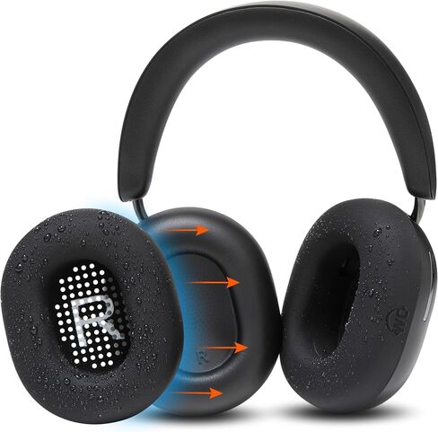 WC Sweatz Ace - أغطية عرق الأذن الحاصلة على براءة اختراع لـ Sonos Ace اللاسلكية لإلغاء سماعات الرأس بواسطة وسائد شريرة | عازف التعرق وسهلة الغسل | أسود in Kuwait